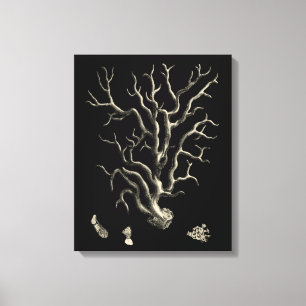 Impressão Em Tela Coral Preto e Tan