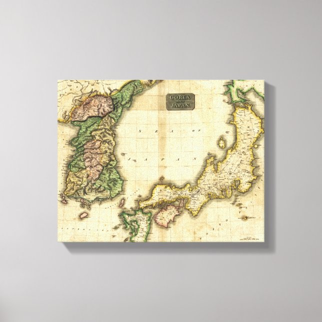 Impressão Em Tela Coreia e JapãoMapa Panorâmico Coreia e Japão (Frente)