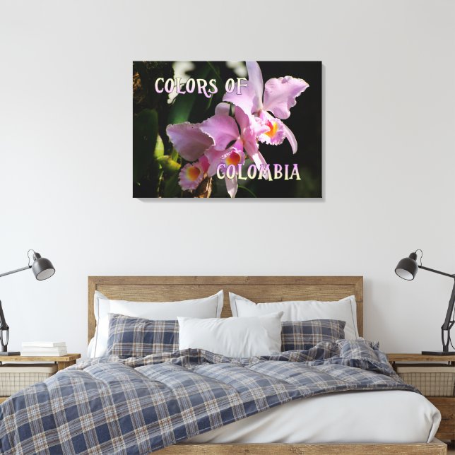 Impressão Em Tela Cores da Orquídea Cattleya Colômbia (Insitu(Quarto))