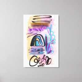 Impressão Em Tela Cores d'água Brushstrokes Tinta Floral Abstrato