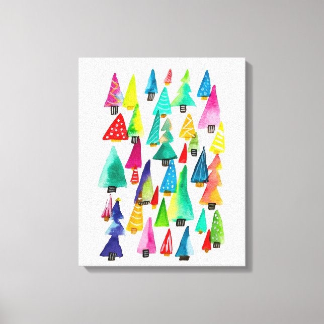 Impressão Em Tela Cores de água cegas Árvores de Natal (Frente)