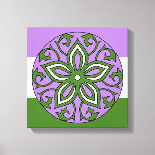 Impressão Em Tela Cores de Sinalizador do Genderqueer Floral Mandala