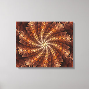 Impressão Em Tela Cores Quentes, Padrão de Arte Fractal Moderna Trip