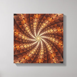Impressão Em Tela Cores Quentes, Padrão de Arte Fractal Moderna Trip