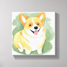 Impressão Em Tela Corgi Cachorro | Raça de Cachorro Fofo Aquarela