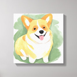 Impressão Em Tela Corgi Cachorro | Raça de Cachorro Fofo Aquarela