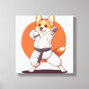 Impressão Em Tela Corgi de Karatê � Cão de Artes Marciais