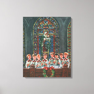 Impressão Em Tela Coro de Crianças Cantando Natal Antigo na Igreja