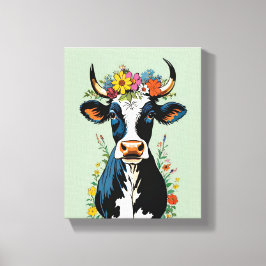 Impressão Em Tela Coroa de Flor Mínima de Vaca Cuta-Chic Boho