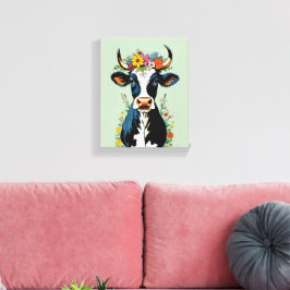 Impressão Em Tela Coroa de Flor Mínima de Vaca Cuta-Chic Boho