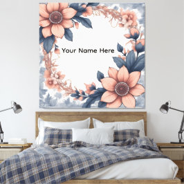 Impressão Em Tela Coroa Floral Personalizada em Laranja Empoeirada e