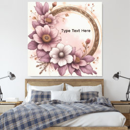 Impressão Em Tela Coroa Floral Rosa Empoeirada Personalizável