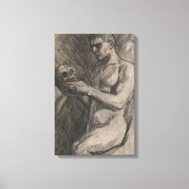 Impressão Em Tela Corpo de um Homem Segurando o Crânio (por Albert E