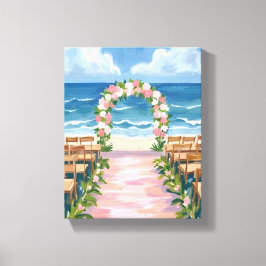 Impressão Em Tela Corredor Floral de Aquarela para Casamento na Prai