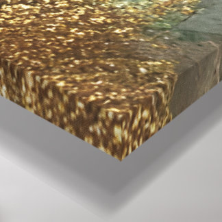 Impressão Em Tela Correntes Celestiais - Abstrato Dourado e Emerald 