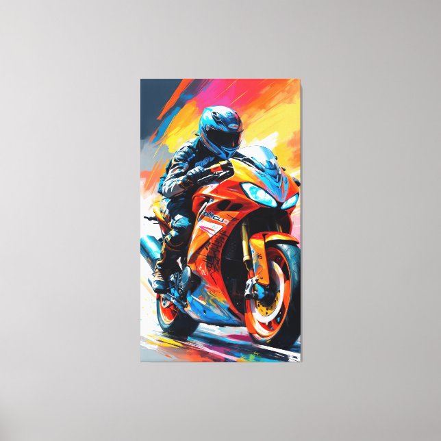 Impressão Em Tela Corrida de motocicletas de alta velocidade (Frente)