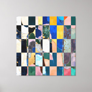 Impressão Em Tela Cortina de Checkerboard Luxe