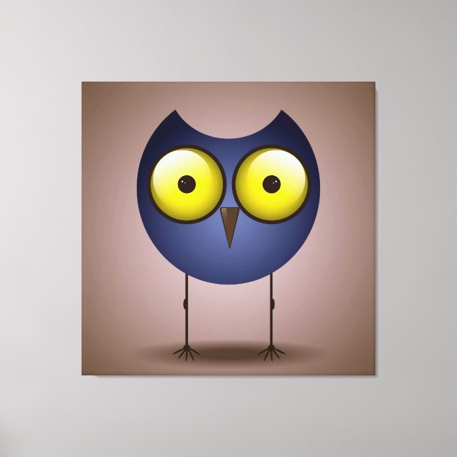 Impressão Em Tela Coruja Azul Grande (Frente)