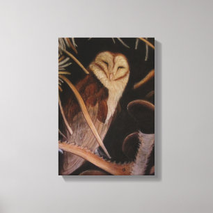 Impressão Em Tela coruja de celeiro na pintura animal pastel
