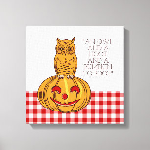 Impressão Em Tela Coruja na tela Pumpkin Gingham Pattern