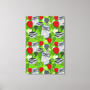 Impressão Em Tela Coruja nas rosas vermelhas