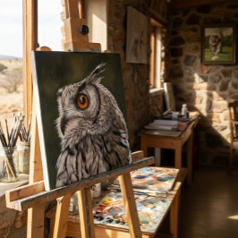 Impressão Em Tela Coruja Sábia Pintura Grande