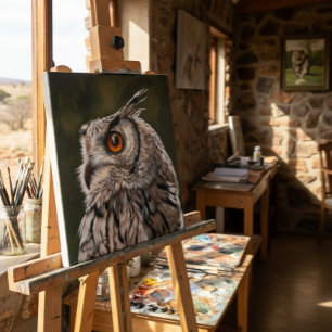 Impressão Em Tela Coruja Sábia Pintura Grande