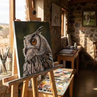 Impressão Em Tela Coruja Sábia Pintura Grande
