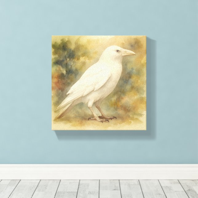 Impressão Em Tela Corvo Branco Aquarela (Insitu(piso de madeira))