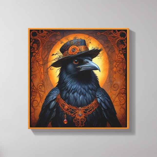 Impressão Em Tela Corvo de Halloween surpreendente em disfarce (Frente)