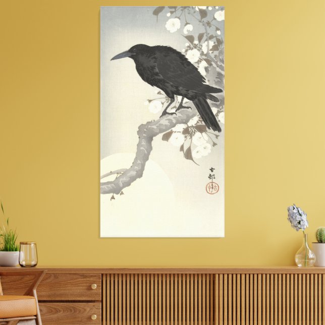 Impressão Em Tela Corvo na lua cheia (Insitu(Sala de estar))