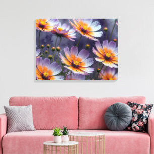 Impressão Em Tela Cosmos Abstrato Laranja e Roxo