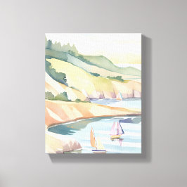 Impressão Em Tela Costa à Vela | Aquarela do Oceano de Rhode Island