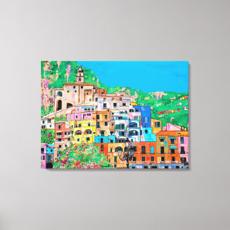 Impressão Em Tela Costa Amalfi da Itália Arte Digital Tradicional