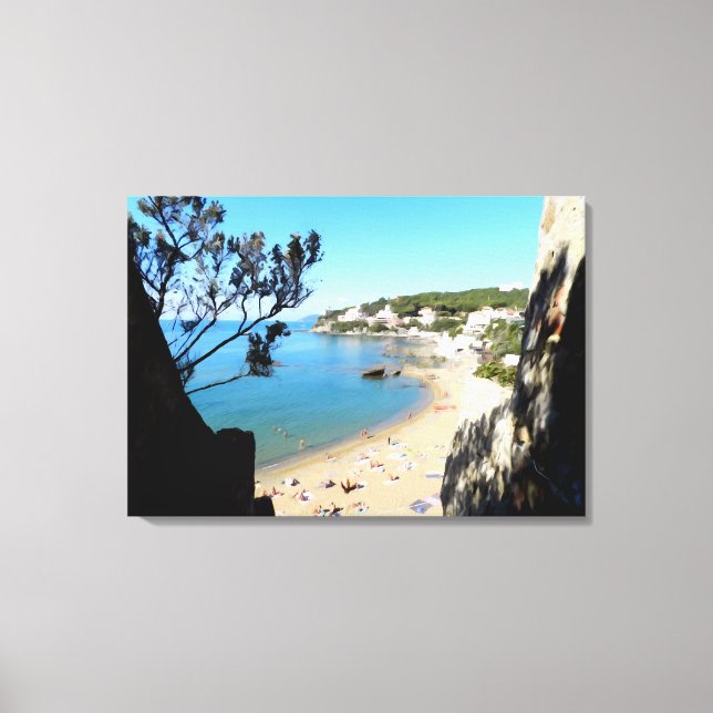 Impressão Em Tela Costa com praia e hotéis. Arte digital, pintura (Frente)