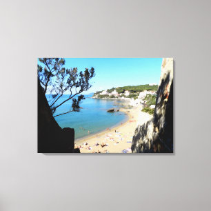 Impressão Em Tela Costa com praia e hotéis. Arte digital, pintura