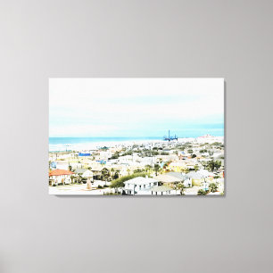 Impressão Em Tela Costa de Galveston, vista da praia e da cidade