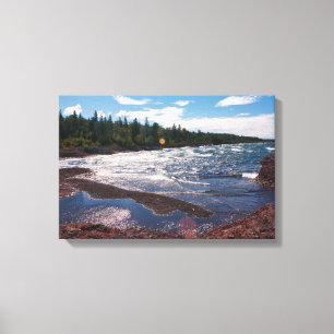 Impressão Em Tela Costa de Rocha Vermelha – Lago Superior, U.P.