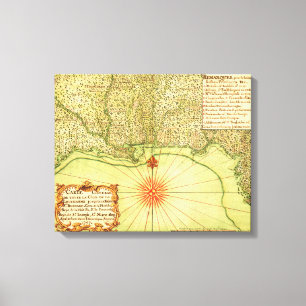 Impressão Em Tela Costa do Golfo dos Estados Unidos Mapa Panorâmico