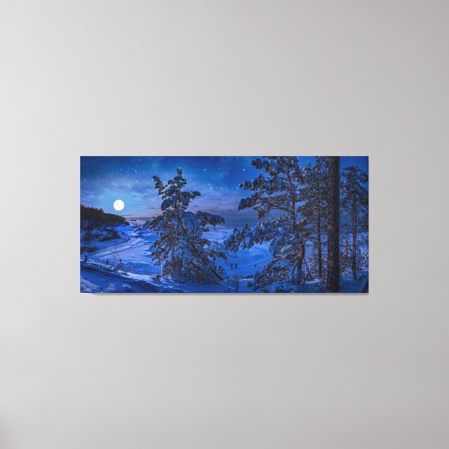 Impressão Em Tela Costa do Mar Báltico de Snowy com árvore de abeto  (Frente)