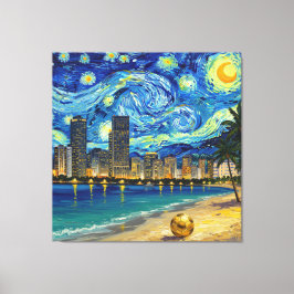 Impressão Em Tela Costa Dourada de Miami Futebol Elegante e Arte Fin