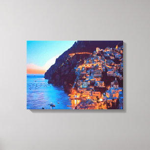 Impressão Em Tela costa ldp POSITANO Amalfi - pôr do sol tirado pel