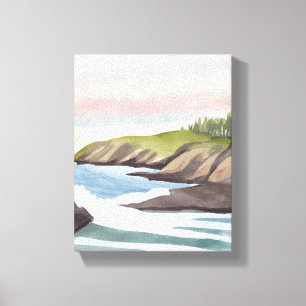 Impressão Em Tela Costa Marítima Pintura em Aquarela