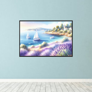 Impressão Em Tela Costa Mediterrânea de Lavanda com Velas
