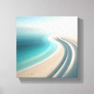 Impressão Em Tela Costa Minimalista Nebulosa com Curva de Areia Eleg