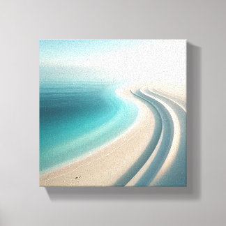 Impressão Em Tela Costa Minimalista Nebulosa com Curva de Areia Eleg