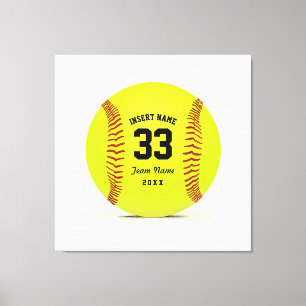 Impressão Em Tela Costume vermelho e preto do amarelo do softball da