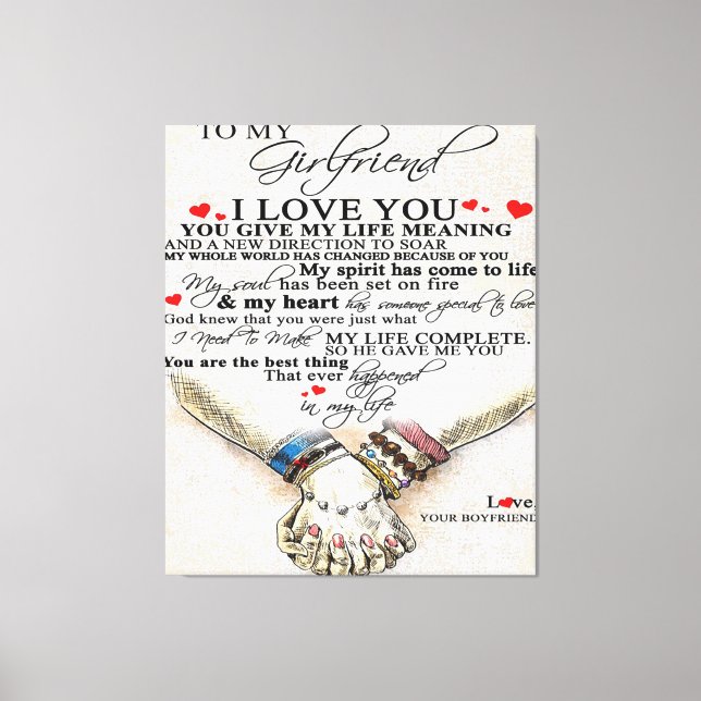 Impressão Em Tela Cota De Amor Para Namorada | Melhor Presente Para  (Frente)