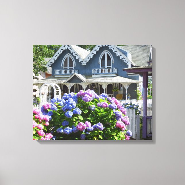 Impressão Em Tela Cottages e Hydrangeas - Martha's Vineyard (Frente)
