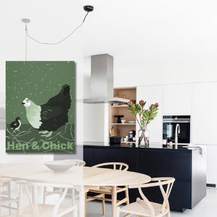 Impressão Em Tela Country Animal Mãe Hen & Cozinha De Aves De Capoei